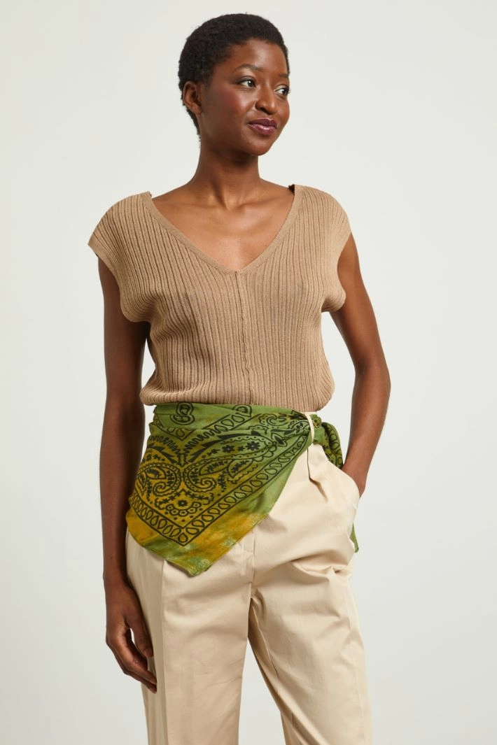 Viscose foulard - GREEN BLACK MUSTARD