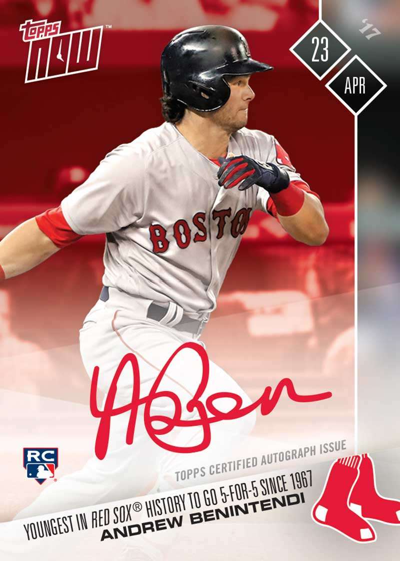 On-Card Autograph # to 10 - Andrew Benintendi Goes 5-For-5 - TOPPS NOW®