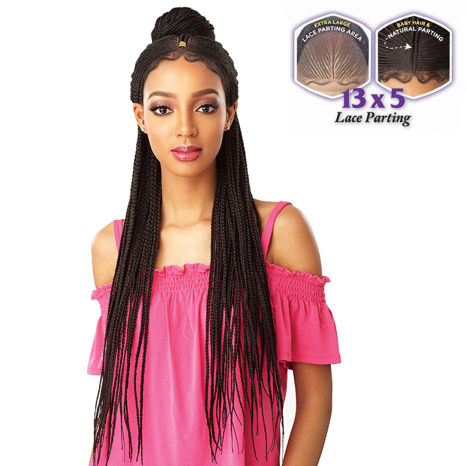 Sensationnel Synthetic Hair Lace Front Wig Cloud 9 13X5 Lace Parting Lemonade Braid Lace Wig Fulani Cornrow
