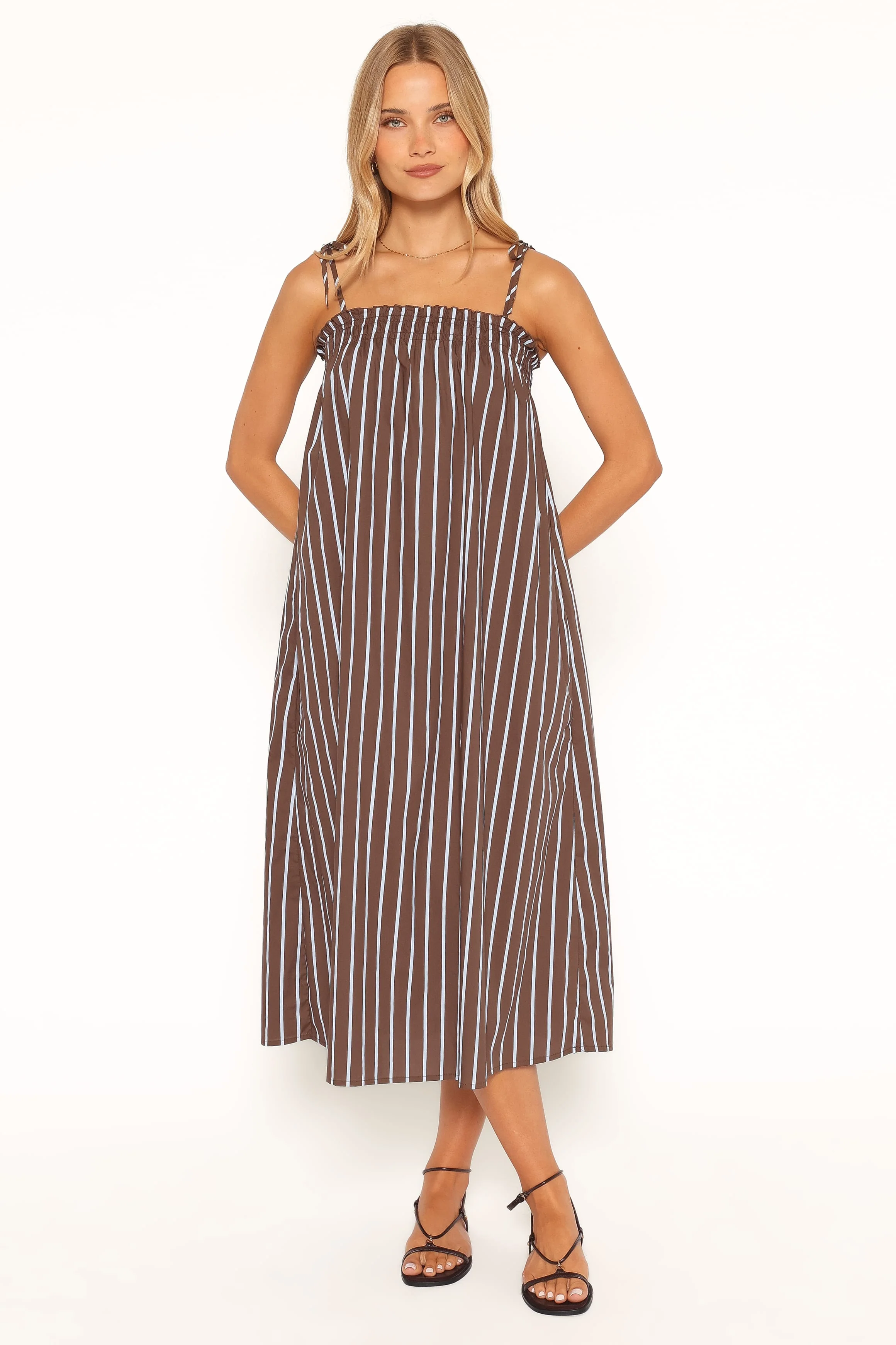 Talita Maxi Dress - Brown/Blue Stripe