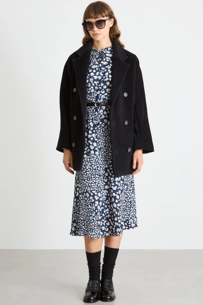 Double-breasted pea coat - BLACK