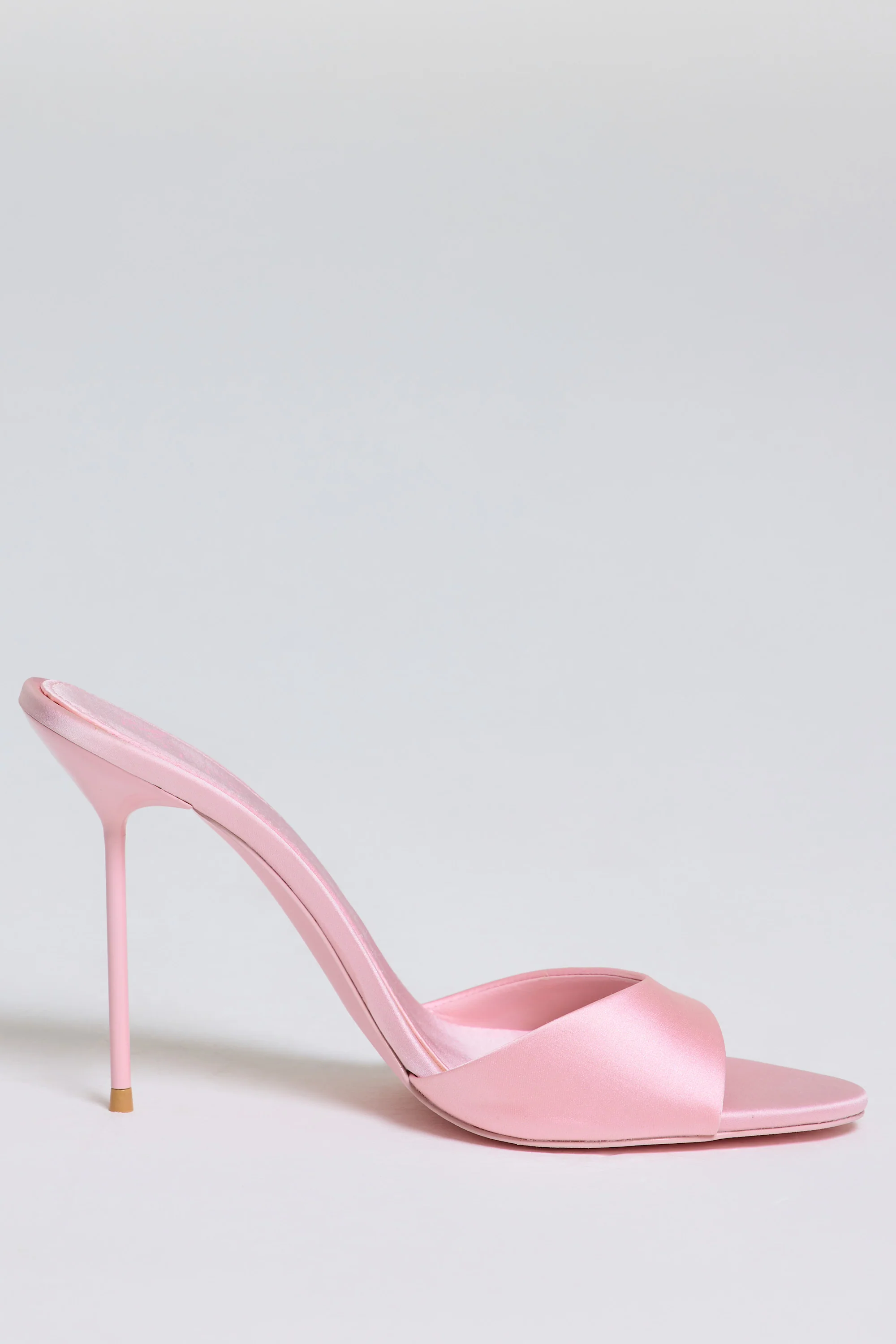 Heeled Mule Sandal in Soft Pink