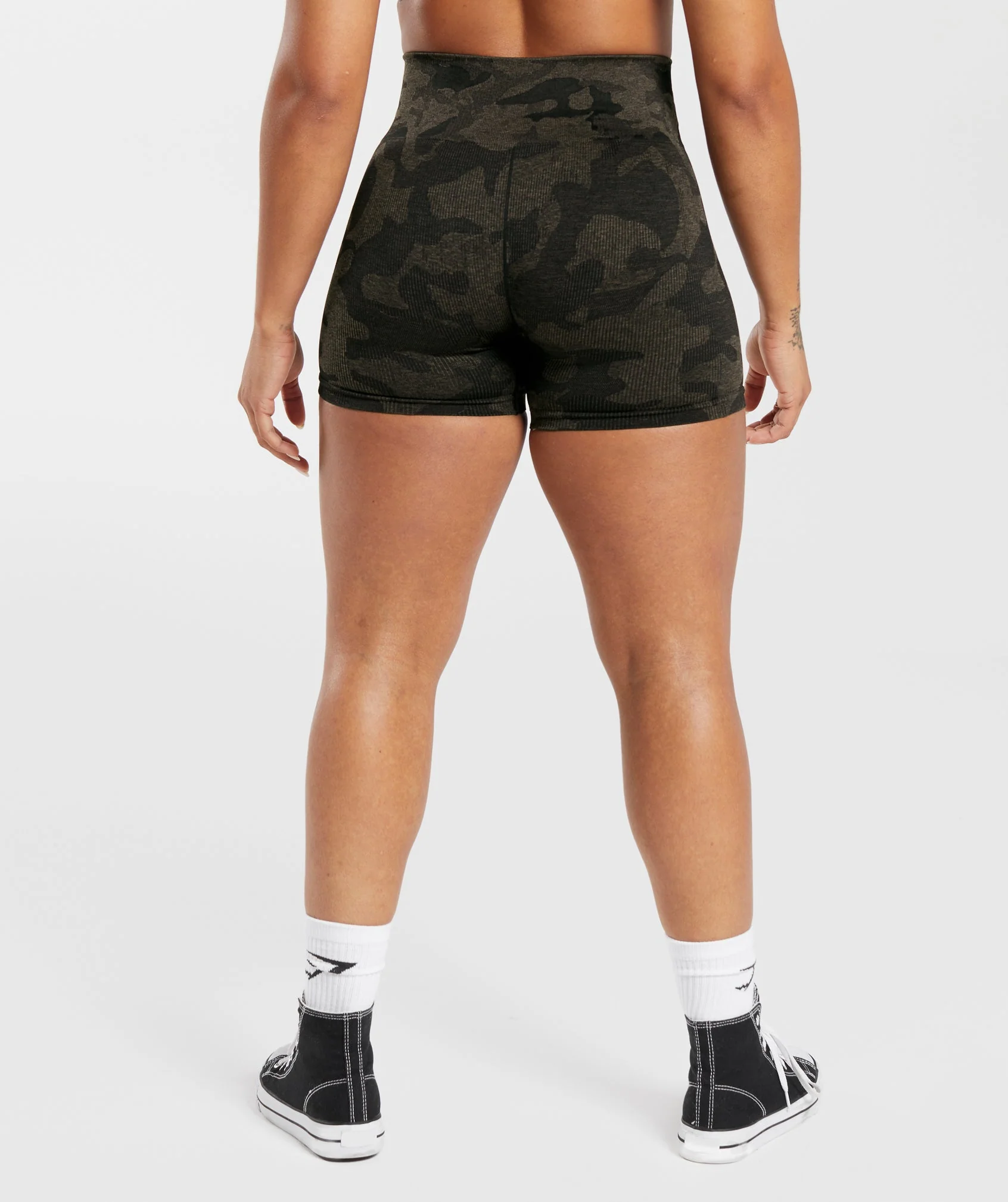 Adapt Camo Seamless Ribbed Shorts Black/Camo Brown