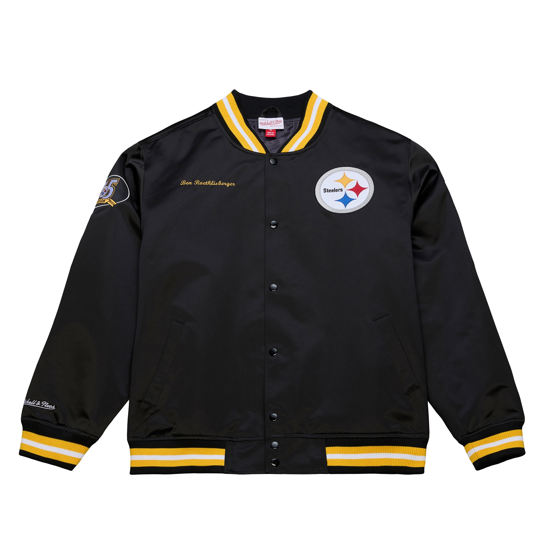 Ben Roethlisberger #7 Pittsburgh Steelers Lightweight Satin NFL Jacket Black