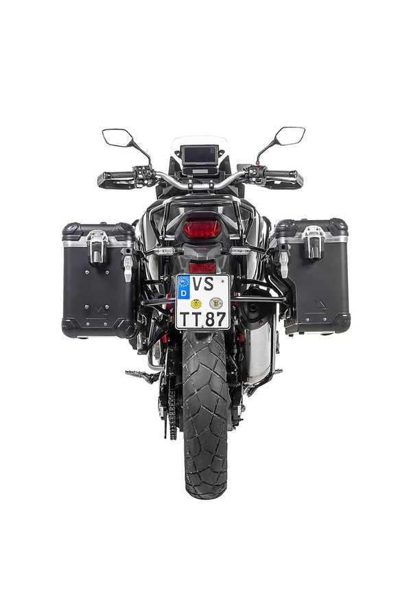 Touratech ZEGA Evo X suitcase With 38/38 offset - Black support included - Black anodizedRef: Trt01801A / 01-403-6067-0