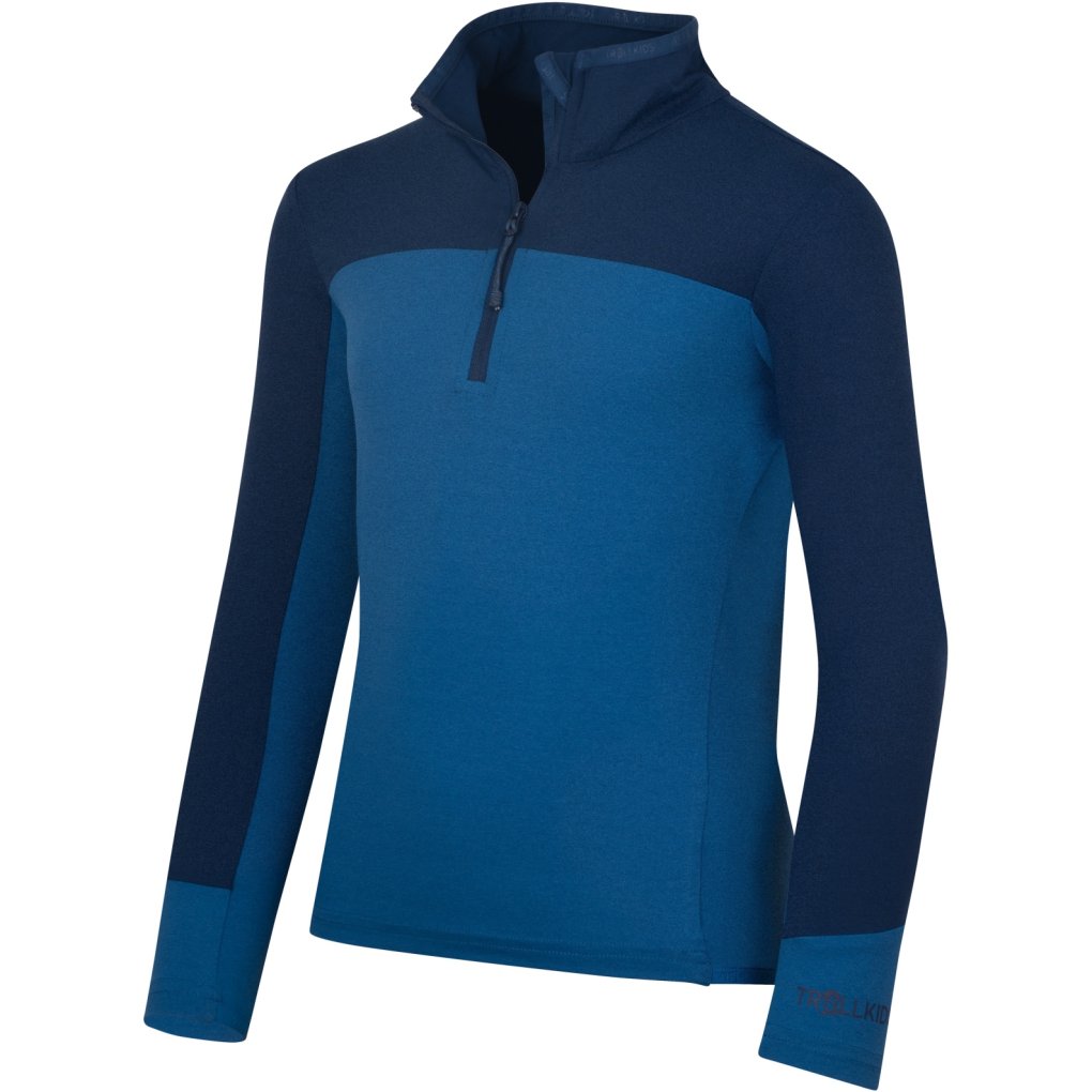 Trollkids Steinkjer Long Sleeve Shirt Kids - Alpine Blue/Dark Indigo
