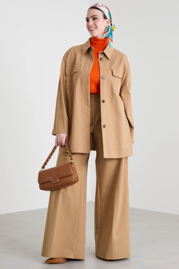 Cotton canvas jacket - CAMEL