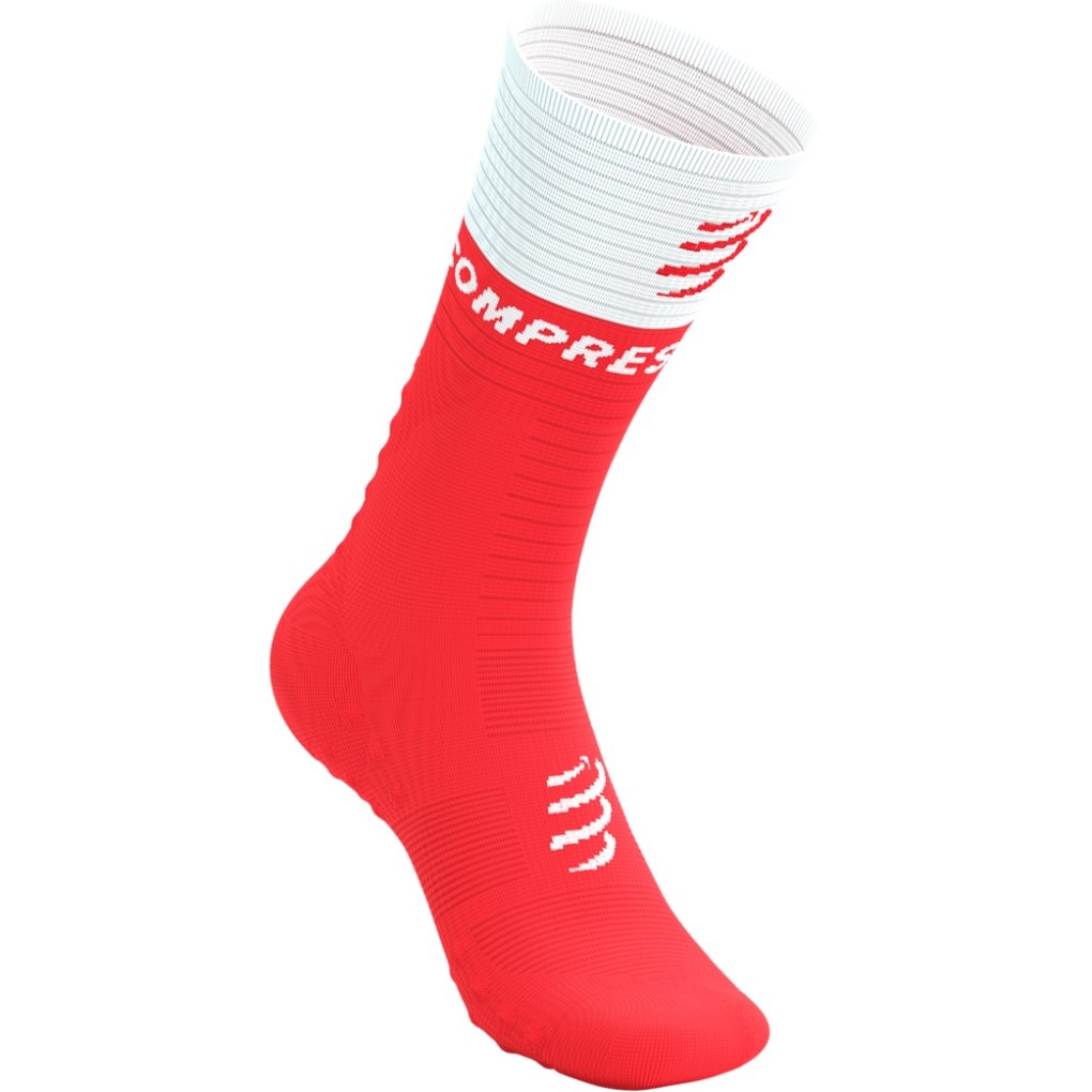 Compressport Mid Compression Socks v2.0 - fluo red/white