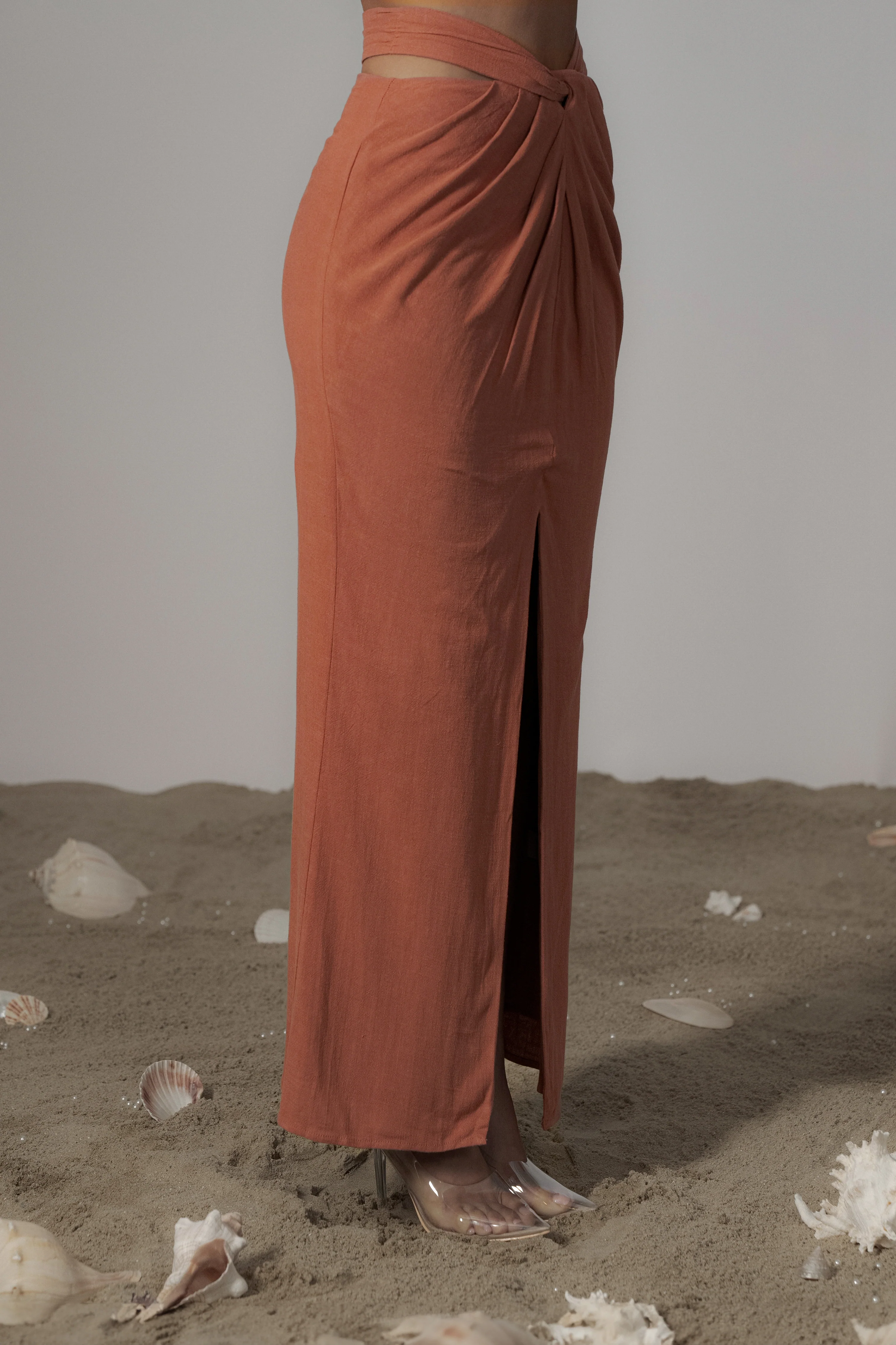 Terra Cotta Dreamland Linen Skirt
