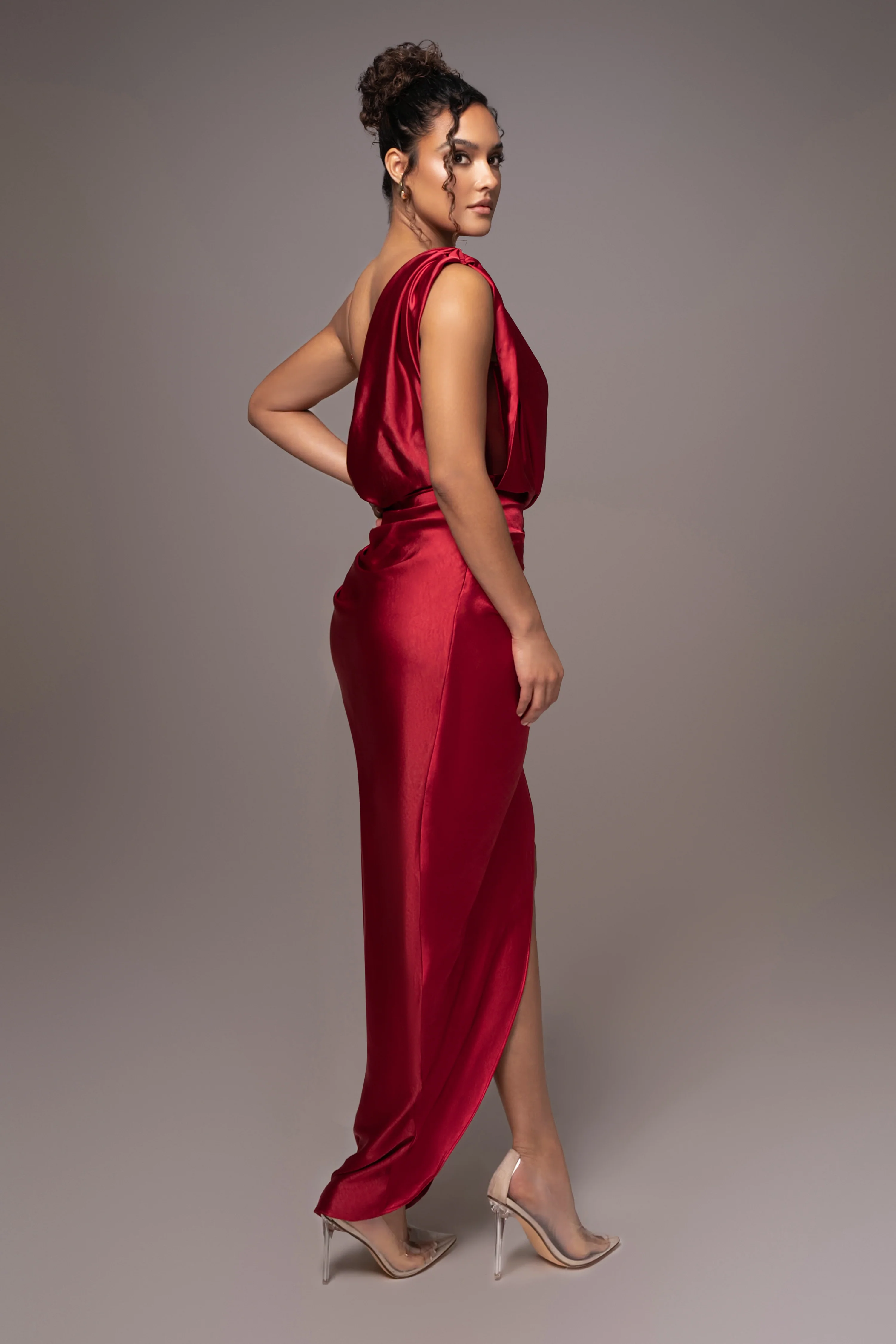 Red Anastacia Drape Maxi Dress