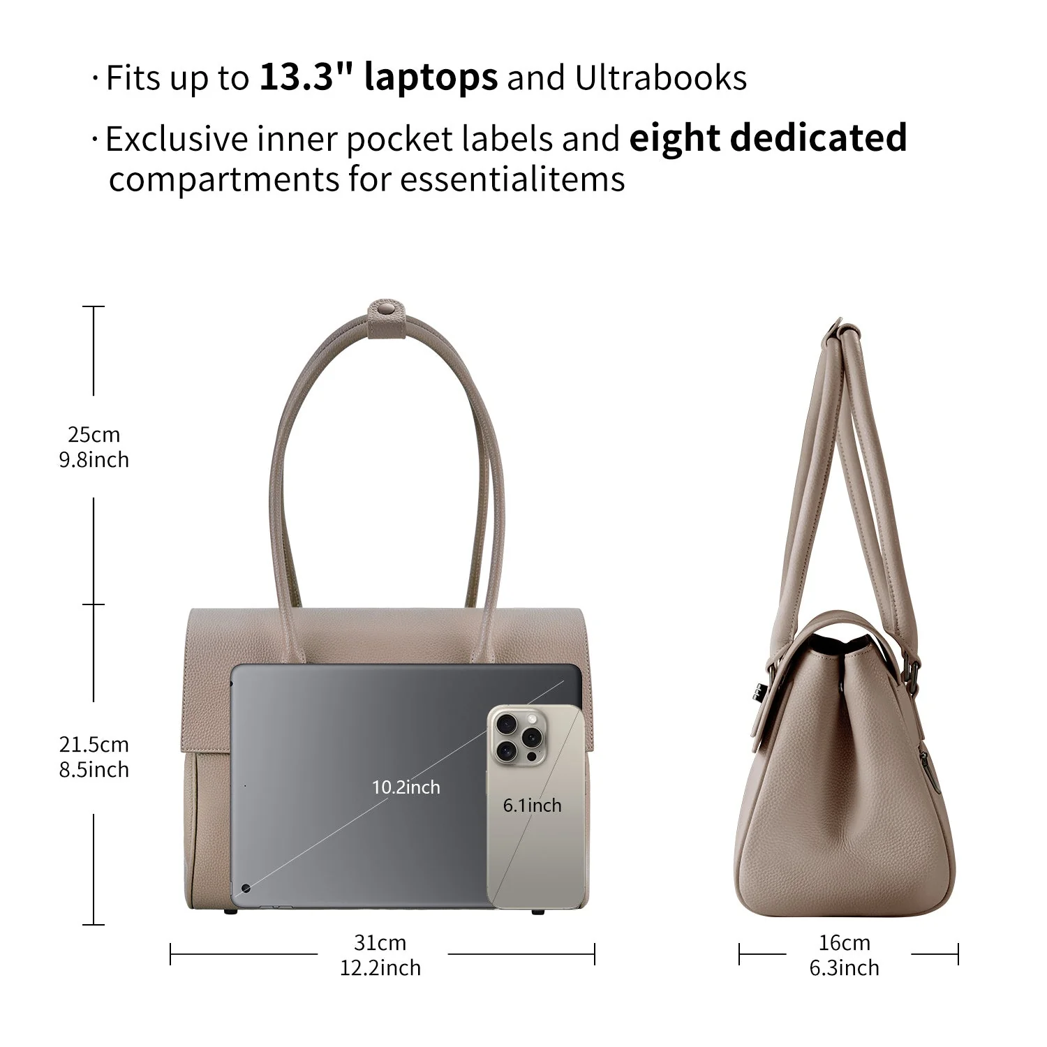 Business & Laptop Handbag Jolene Small Beige