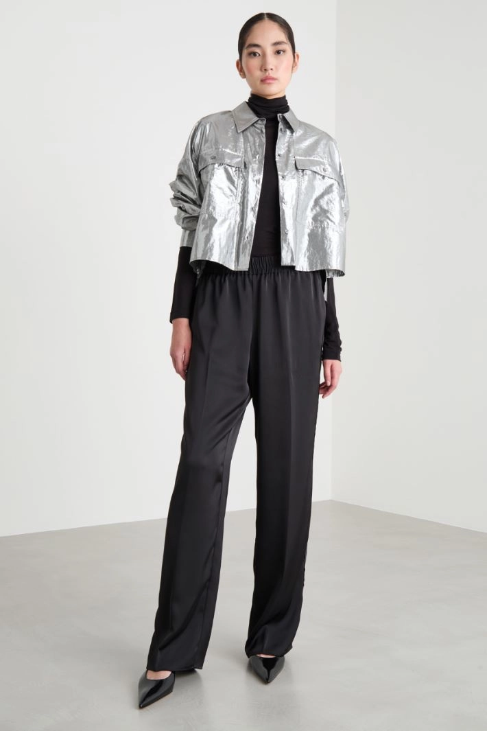 Boxy lamé shirt - SILVER