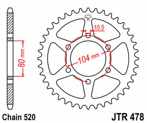 Couronne JT. acier standard 478 - 520Ref : JTC01341A / 1075511006