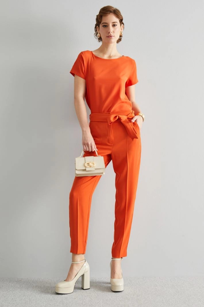 High-waisted trousers - ORANGE