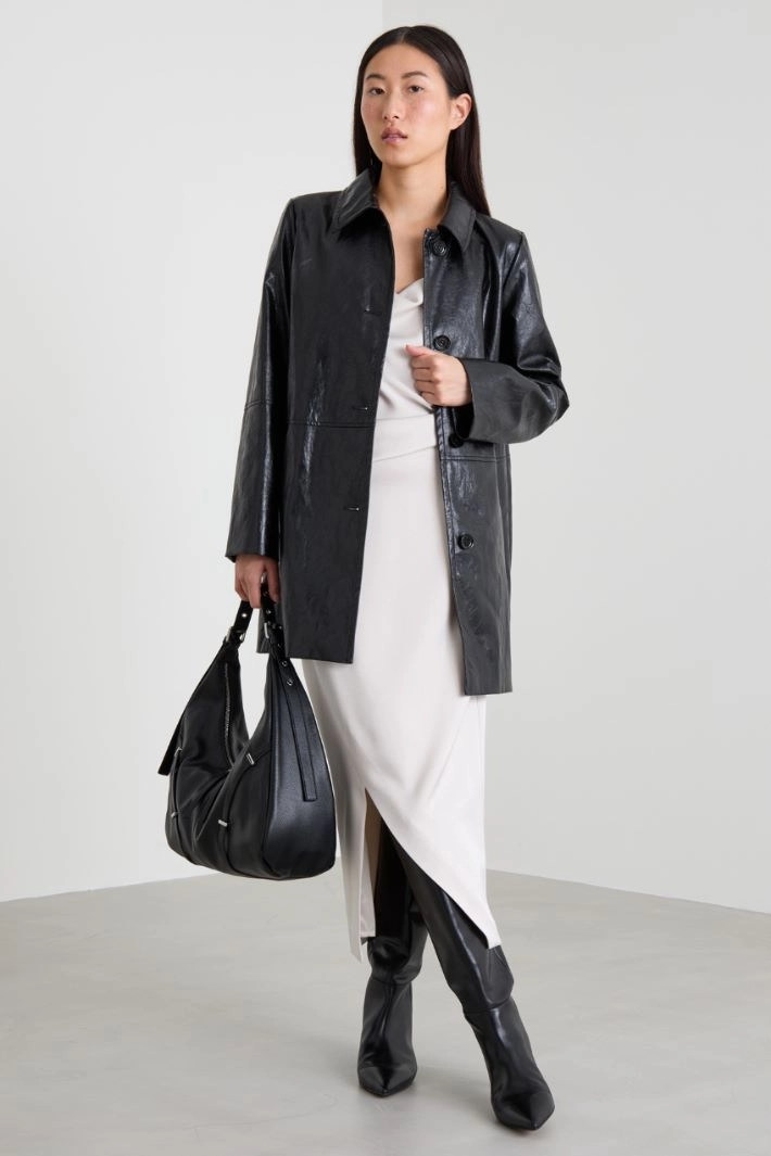 Skirt with asymmetrical slit - SILVER