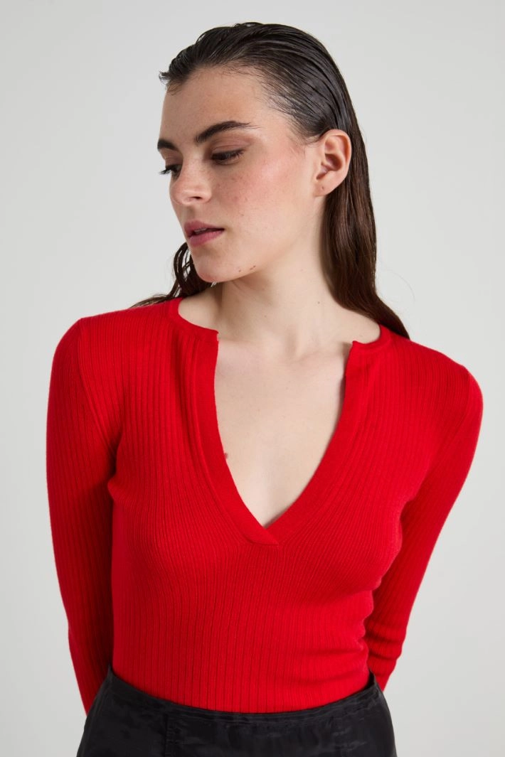 Cashmere and silk jumper - RED