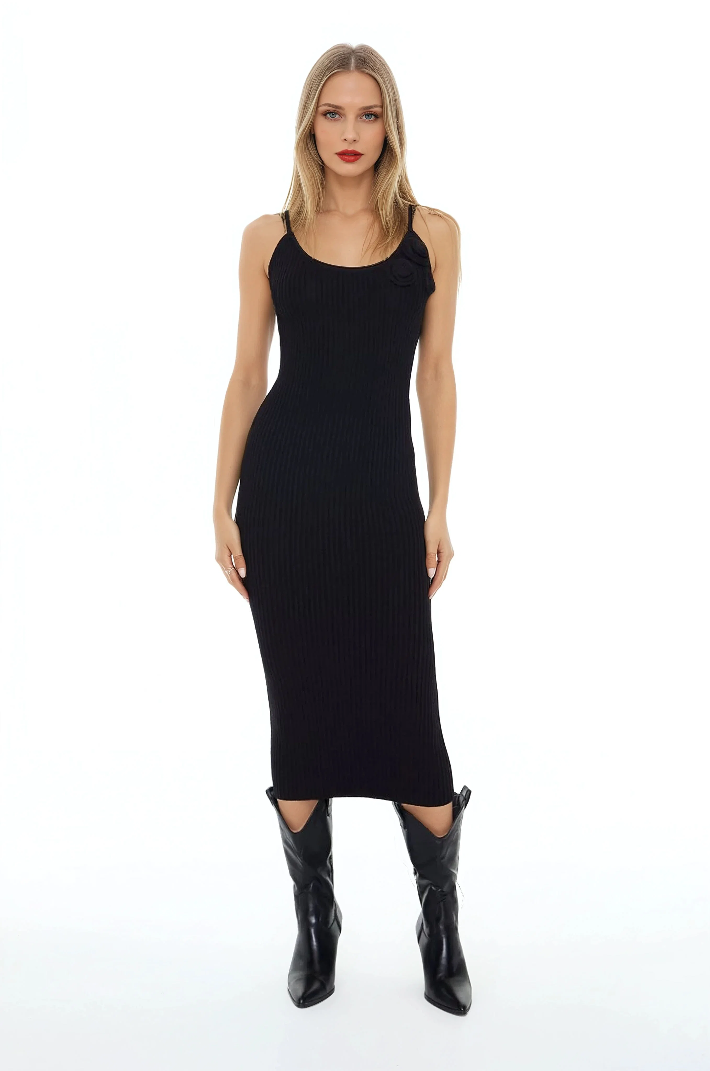Crochet Rosette Cami Midi Dress