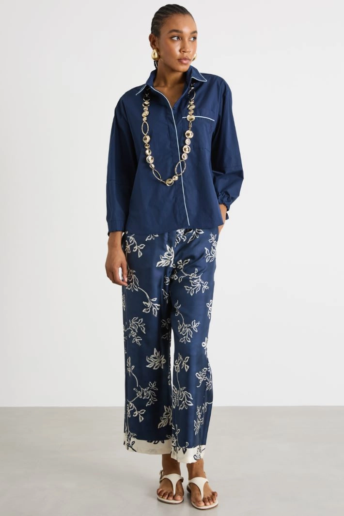 Balloon-sleeve shirt - BLUE