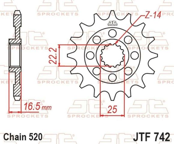 JT. anti-noise steel 742 - 520 15 teethRef: Jtc01893A / 1152743001