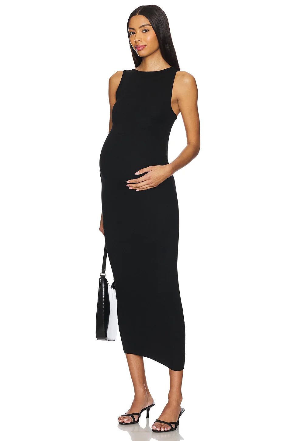 Soft Rib Boat Neck Midi Dress