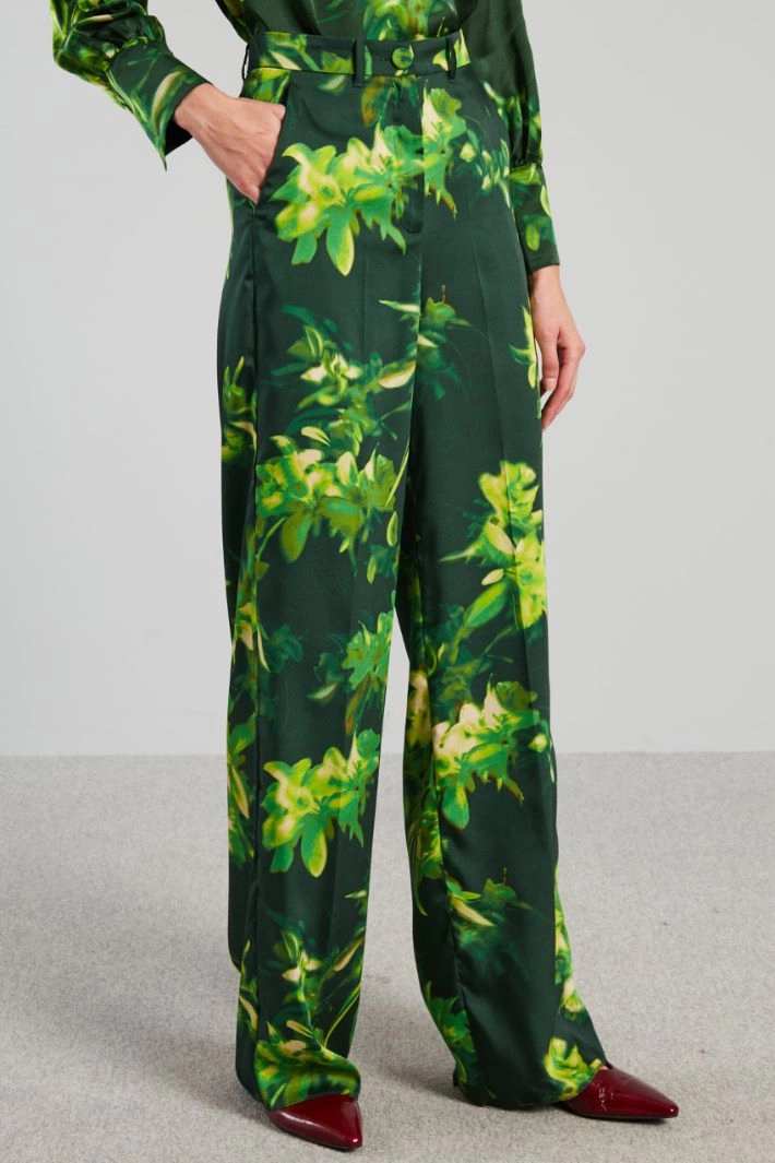 Twill palazzo trousers - GREEN