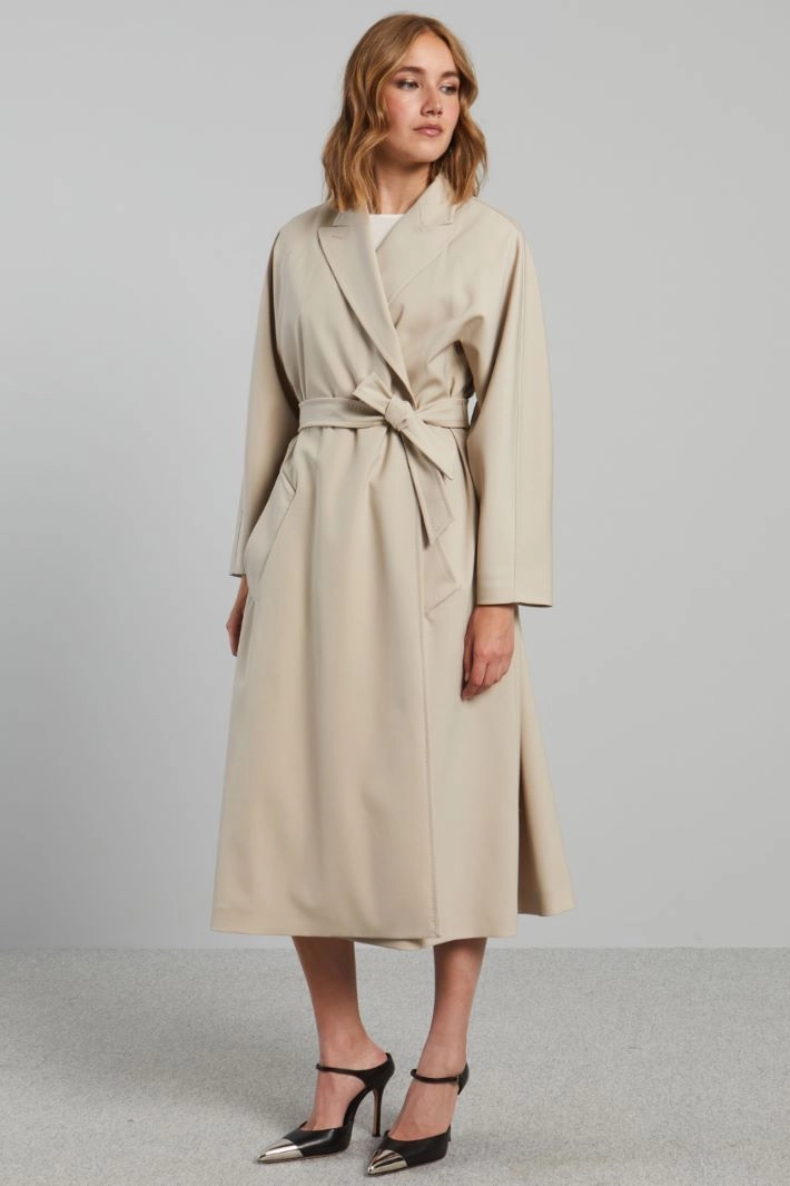 Duster coat with tailored pick stitching - ECRU