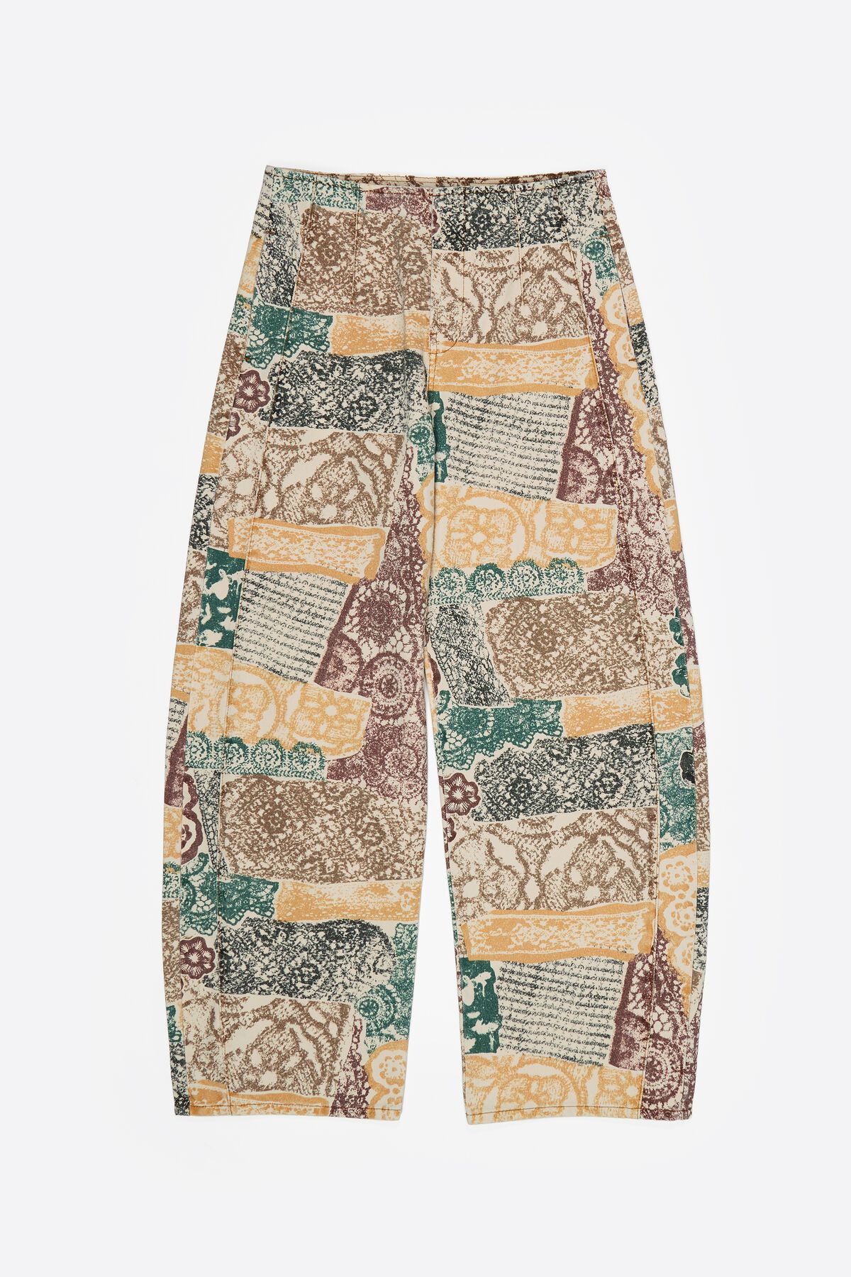 BARREL - Ivory Lace jeans with buckle