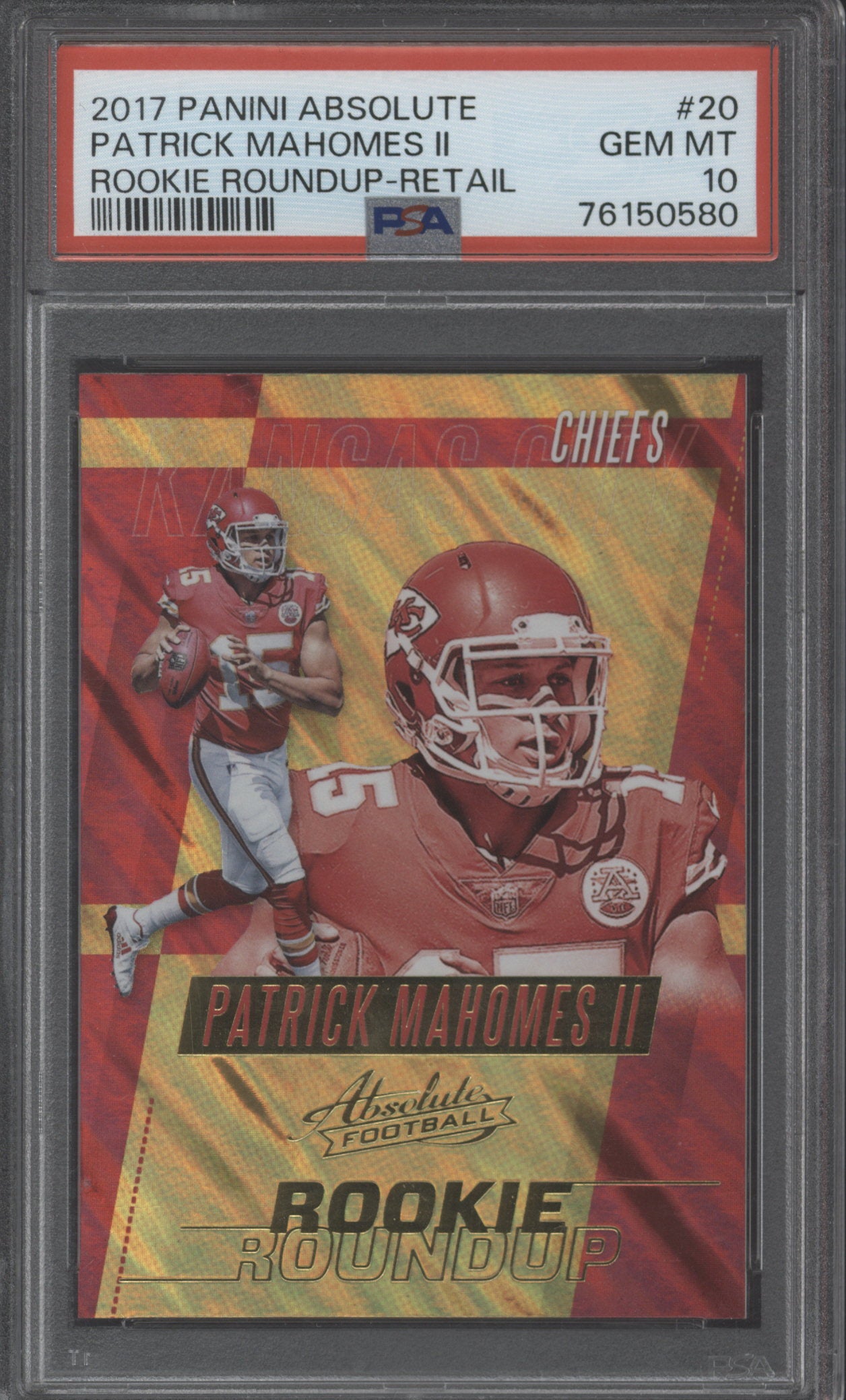 2017 Absolute Patrick Mahomes Rookie Roundup PSA 10