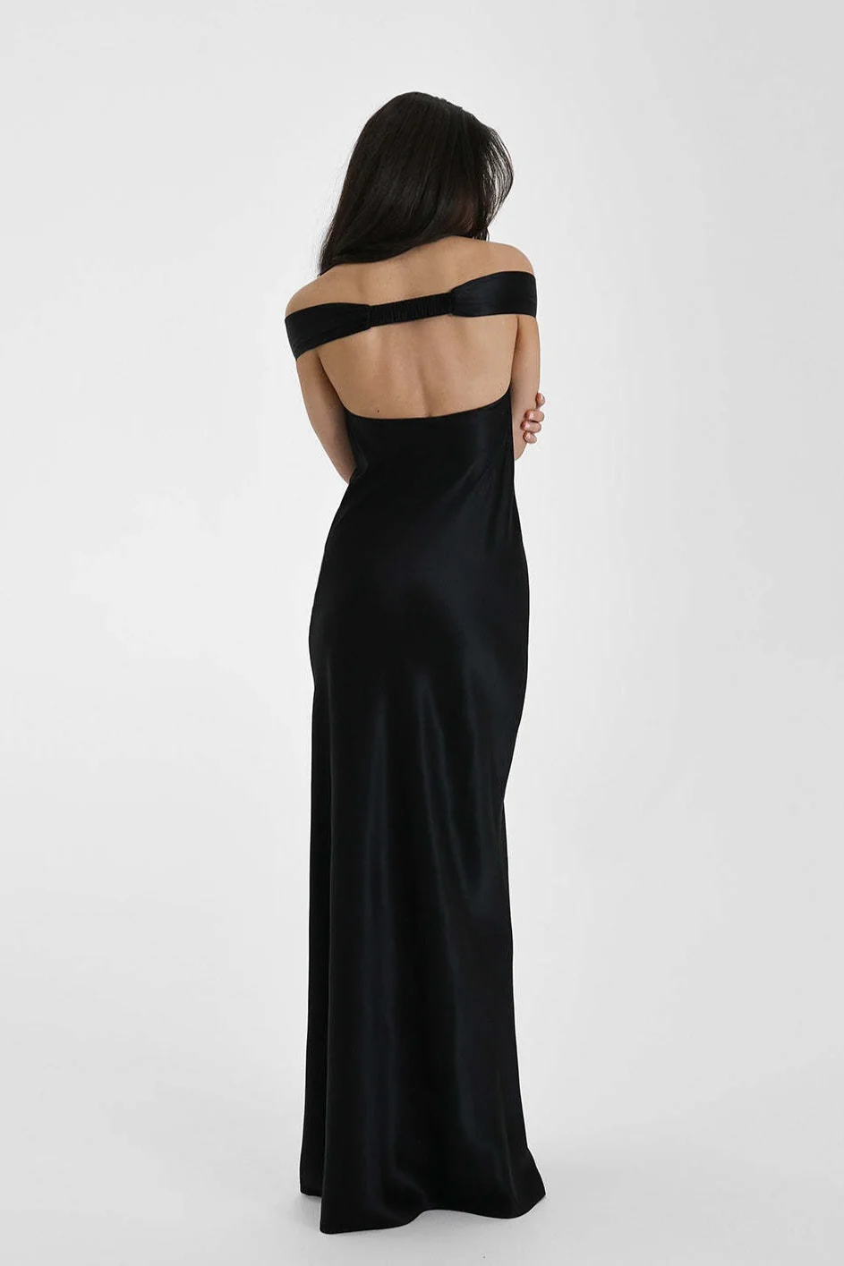 Satin Off Shoulder Bodycon Mermaid Maxi Dress