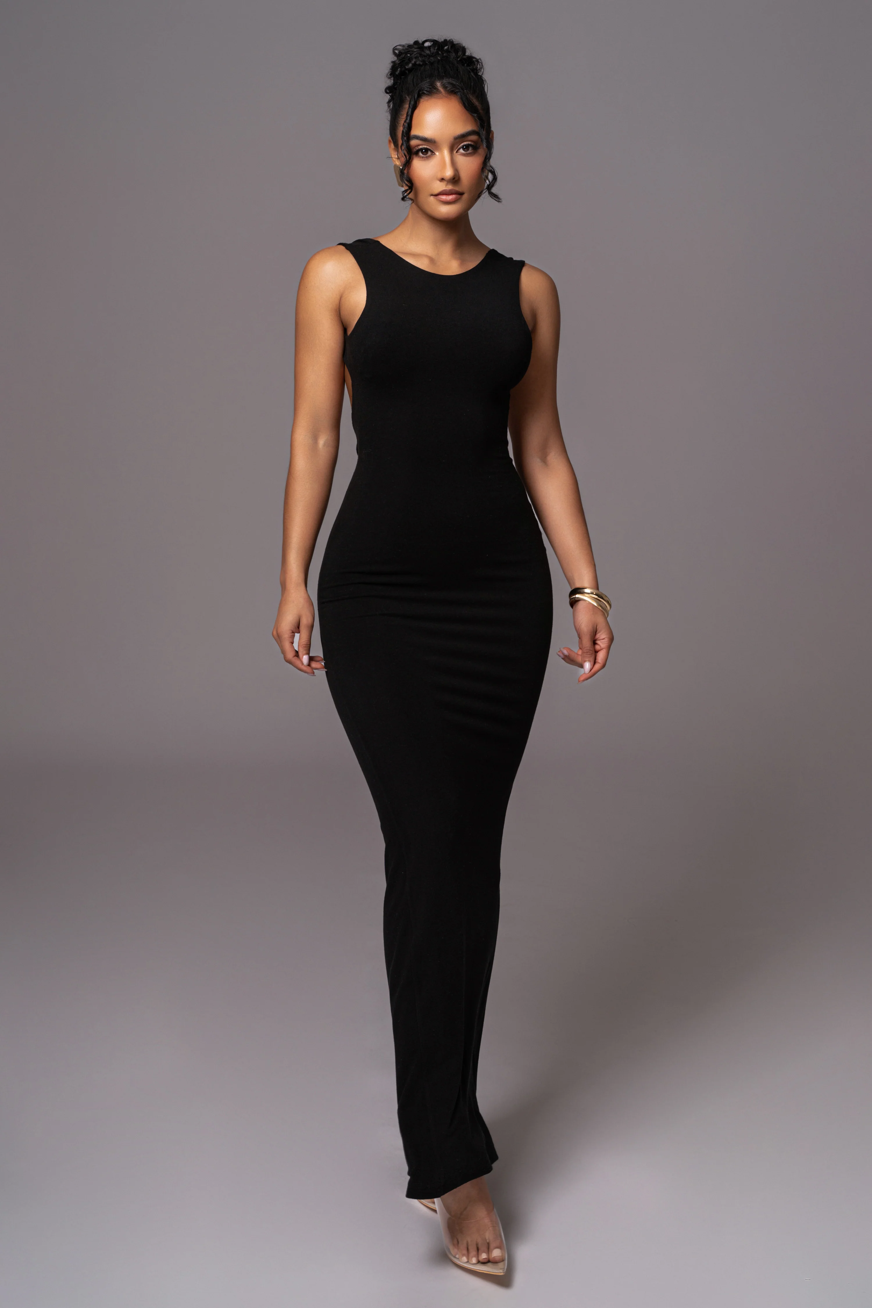 Black JLUXBASIX Front And Center Maxi Dress