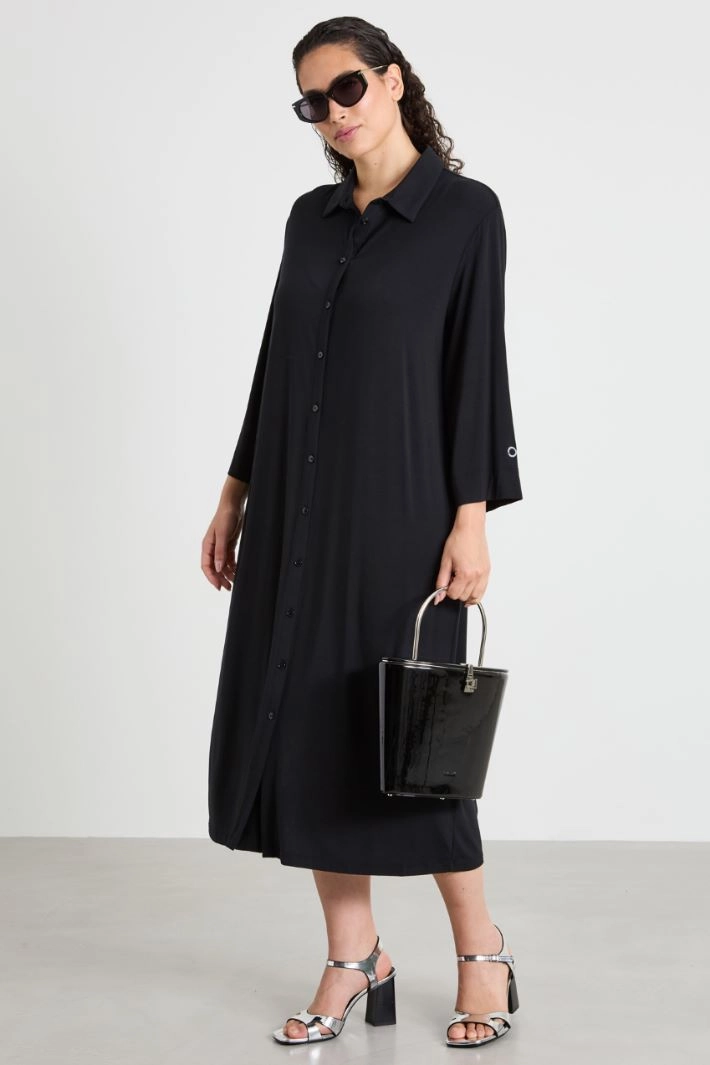 Jersey shirt dress - BLACK