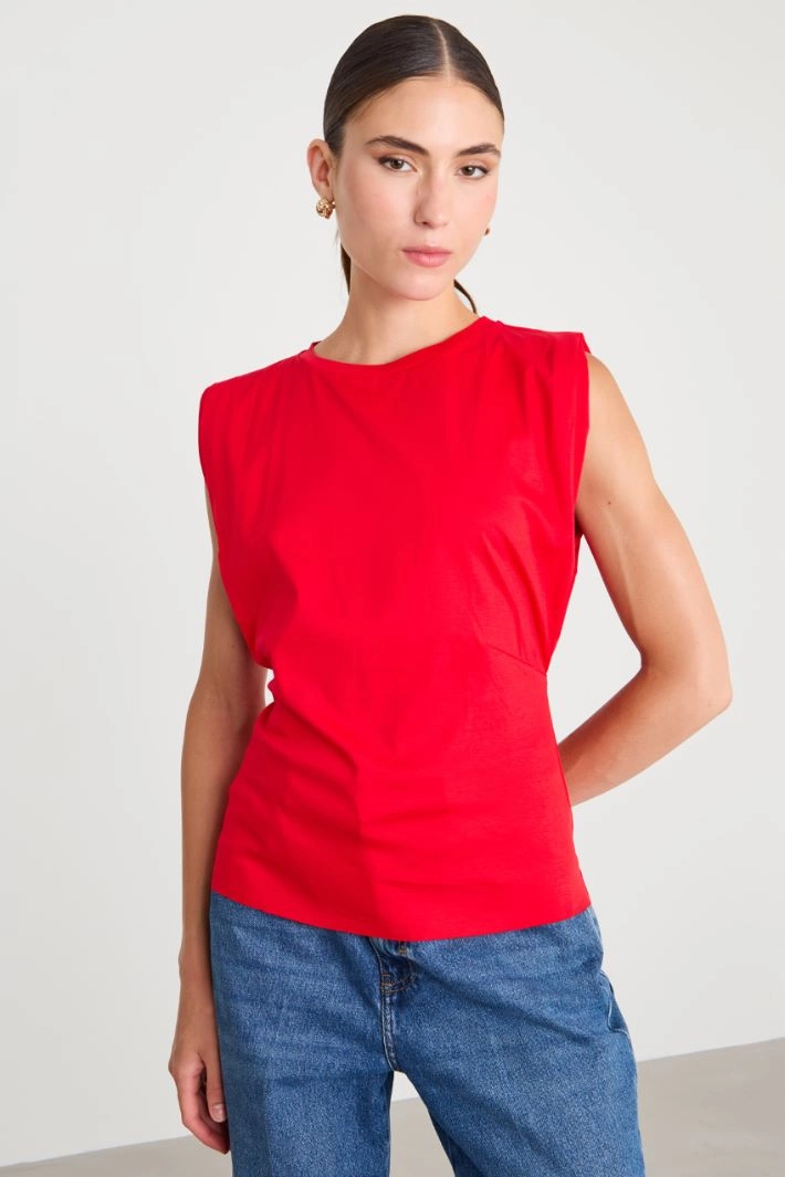 Pleated T-shirt - RED