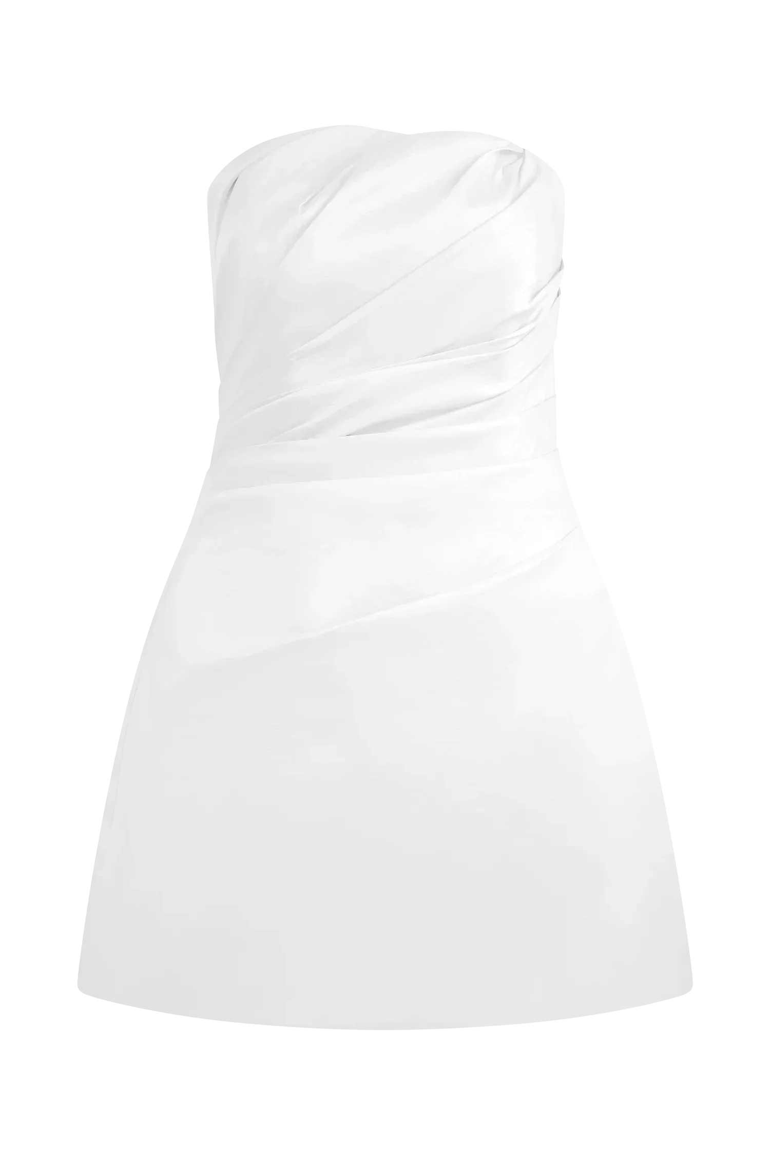 Leslie Gathered Taffeta Mini Dress - White