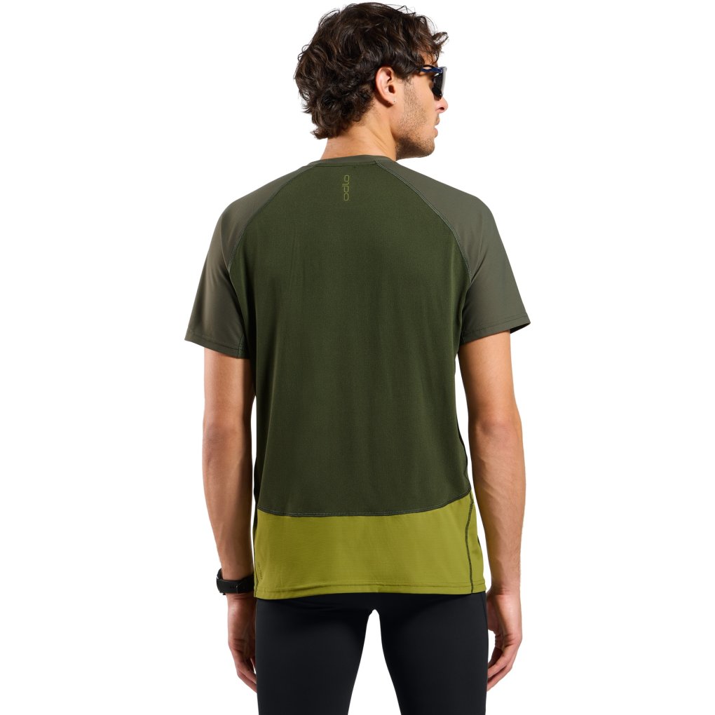Odlo X-Alp Trail Running T-Shirt Men - guacamole - deep depths