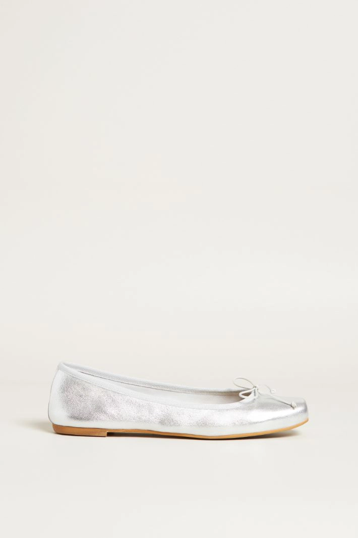 Leather ballerinas - SILVER