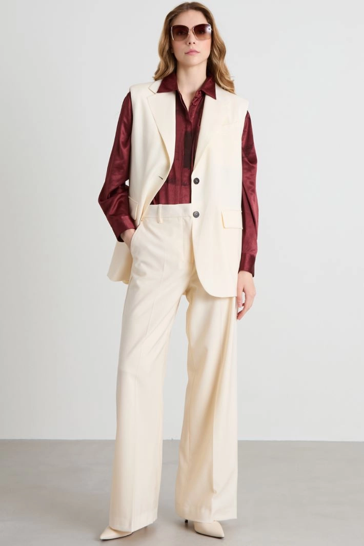 Wool canvas trousers - IVORY