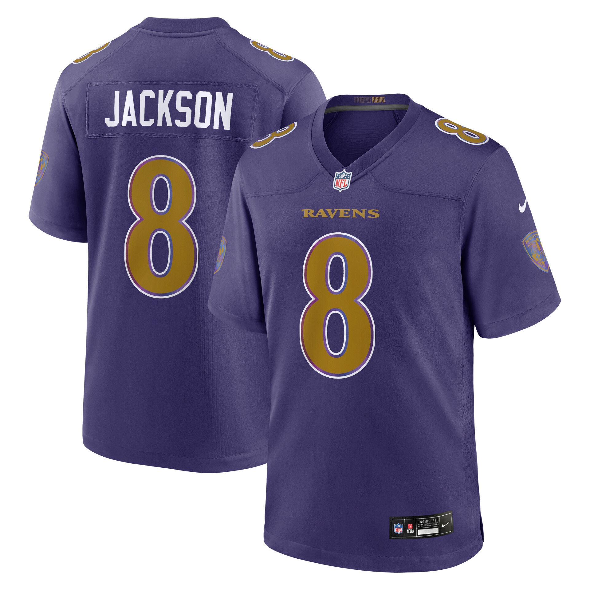 Lamar Jackson #8 Baltimore Ravens 2026 Game NFL Jersey Alternate Purple