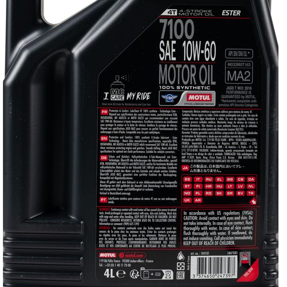 Motul 7100 10W60 4L Universal Engine OilRef: MOT0021 / 104101