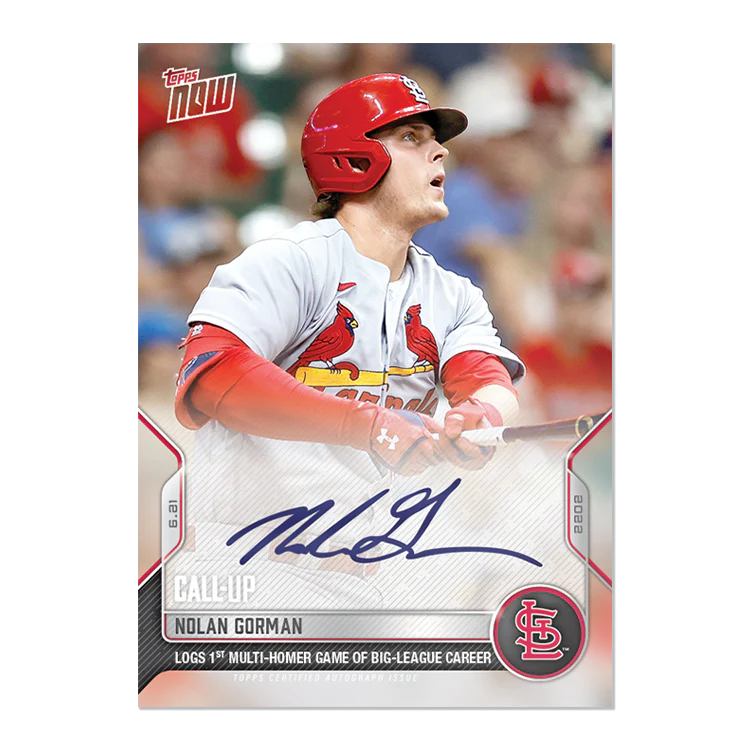 On-Card Auto # to 99 - Nolan Gorman - 2022 MLB TOPPS NOW® Card 385A