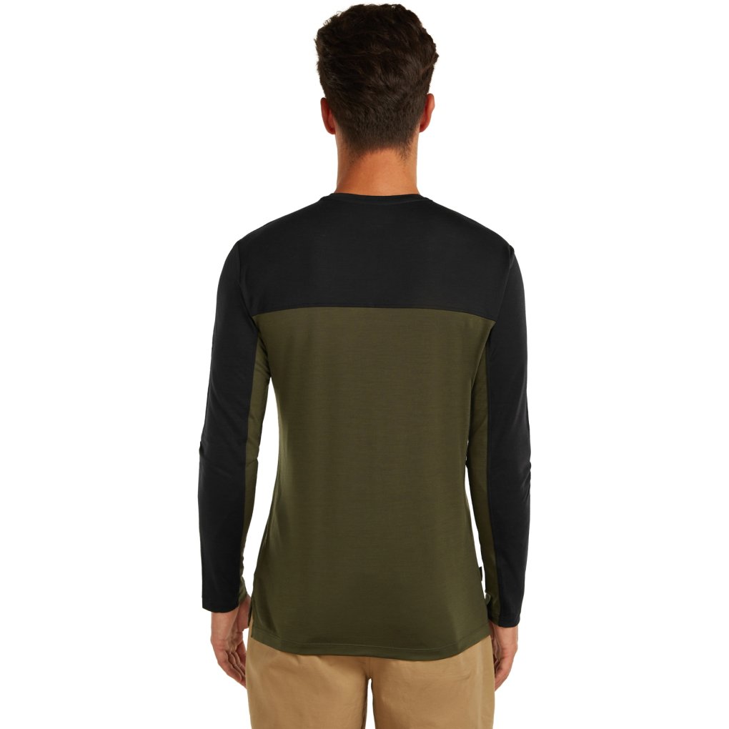Icebreaker Merino 125 Cool-Lite™ Sphere Long Sleeve Tee Colour Block Men - Dark Loden/Black