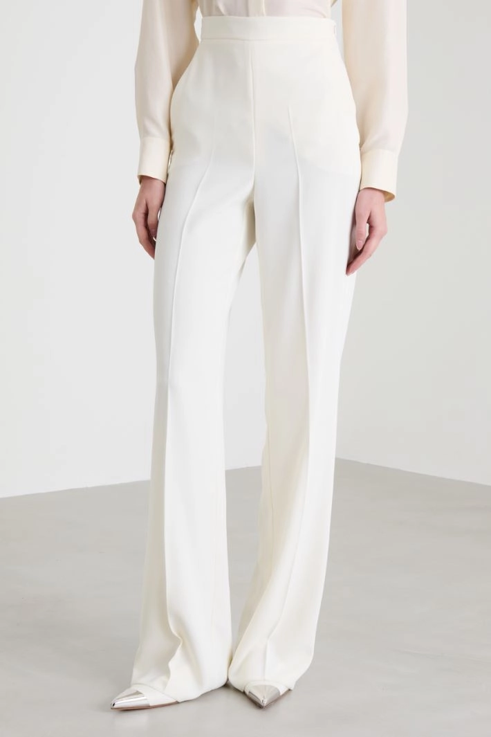 High waist trousers with straight leg - IVORY