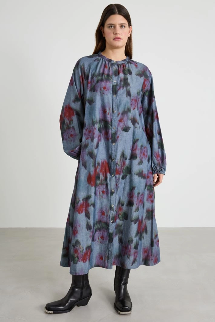 Long chambray dress - BLUE