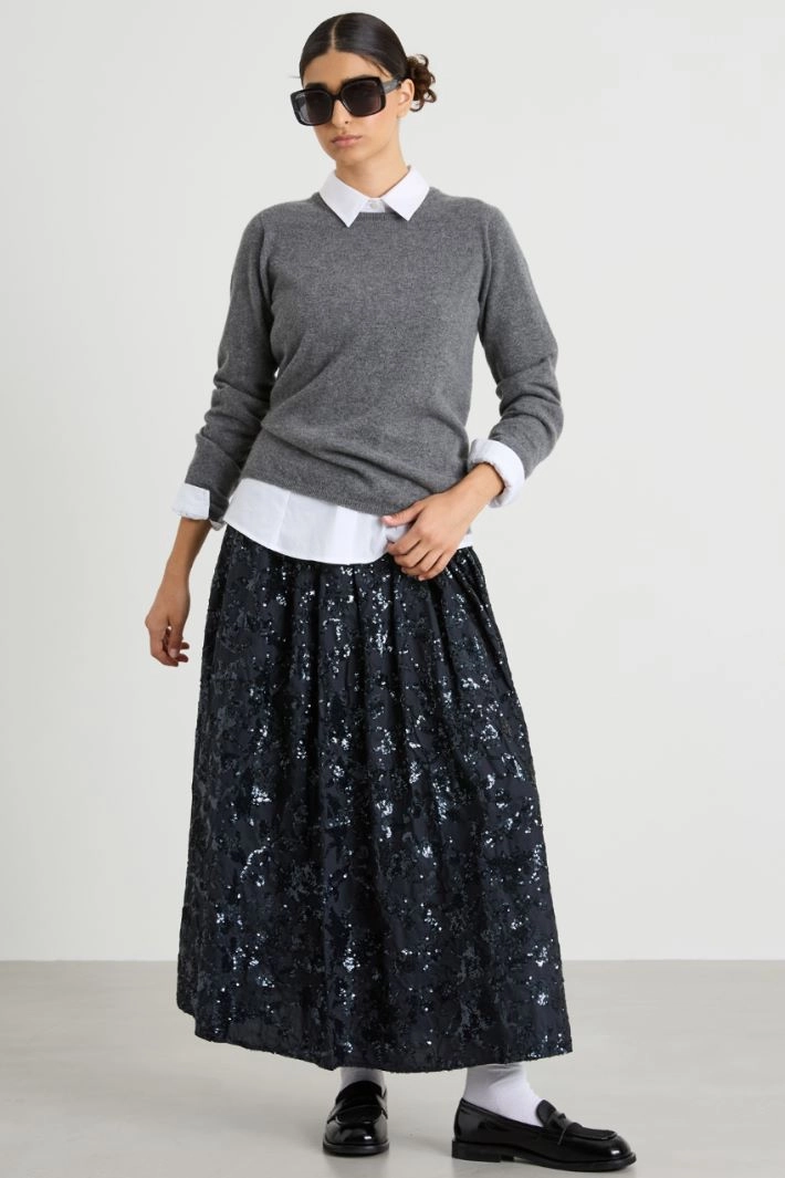 Cotton skirt with sequins - NIGHT BLUE
