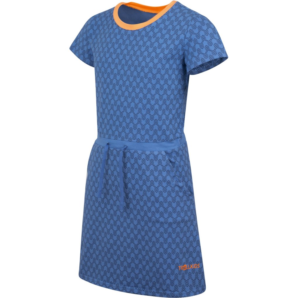 Trollkids Noresund Dress Girls - Cornflower/Mystic Blue/Coral Haze