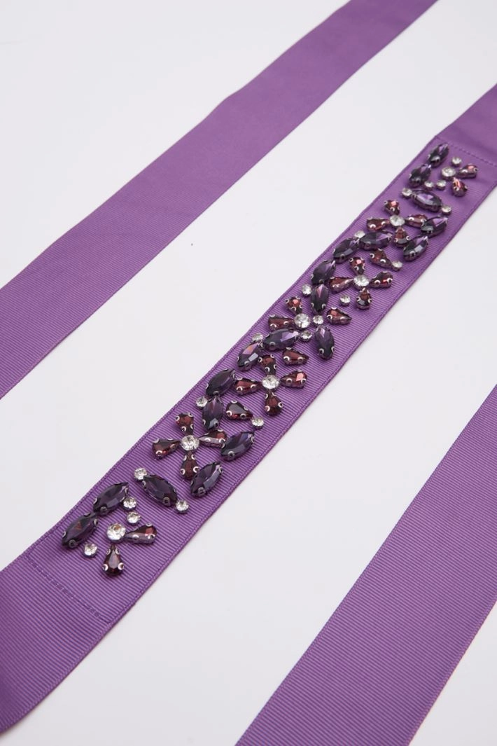 Rhinestone grosgrain belt - VIOLET