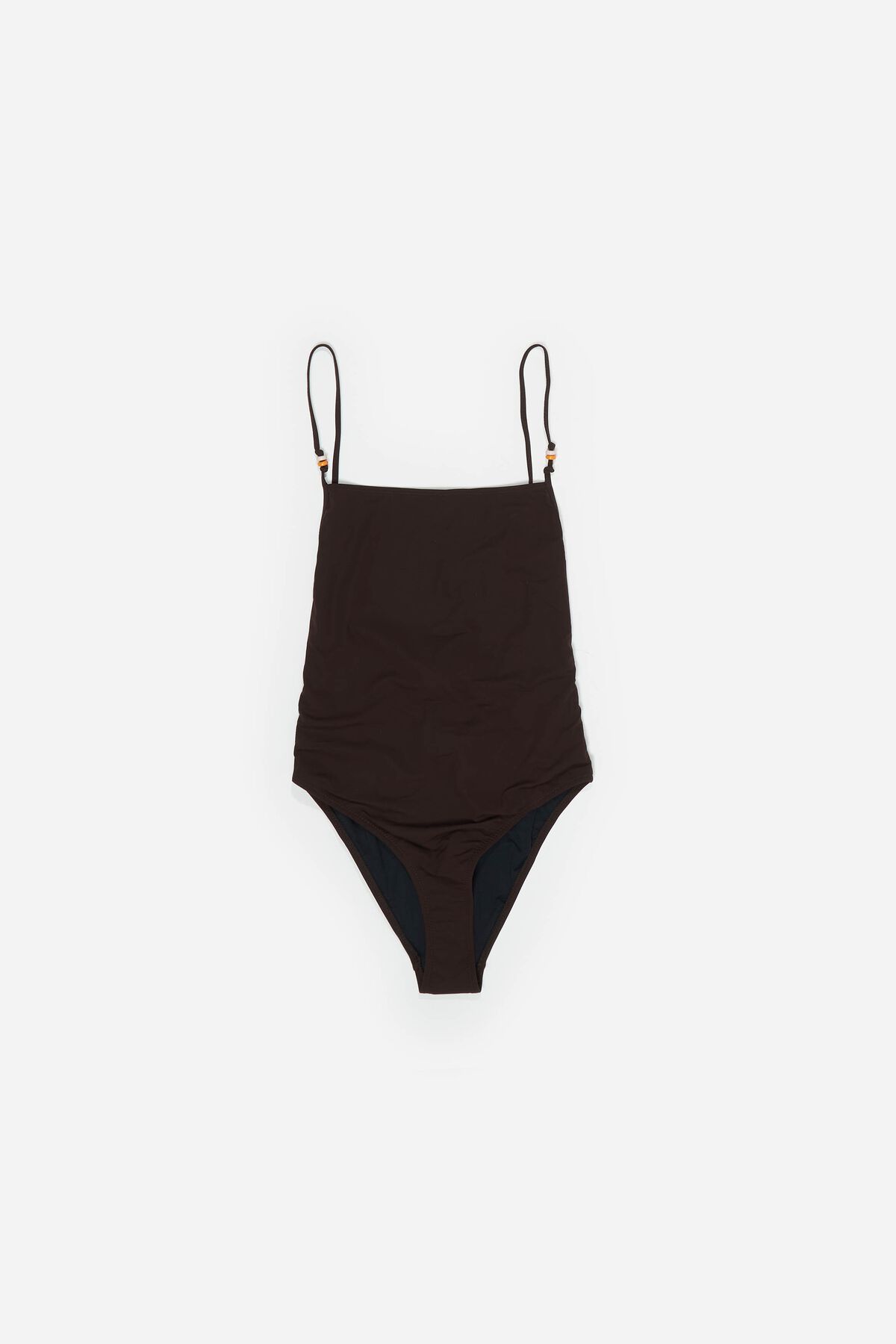 Chocolate swimsuit with beads