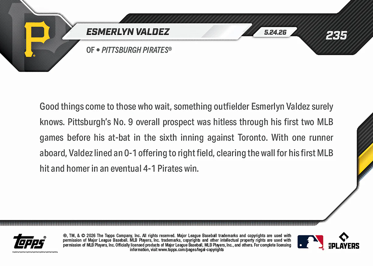 Esmerlyn Valdez - 2026 MLB Topps NOW® - Card 235