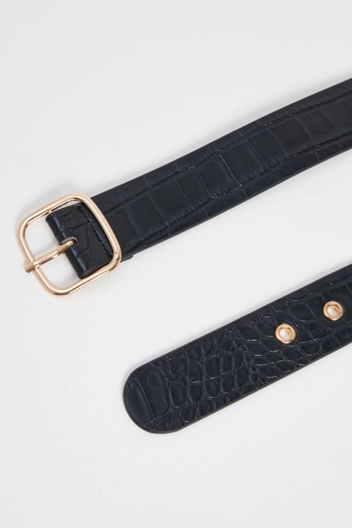Crocodile print belt - BLACK