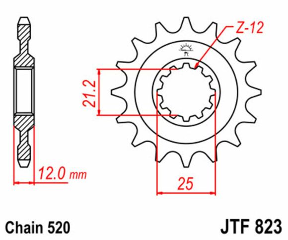 JT. Standard steel 823 - 520Ref: Jtc01439A / 1077481004