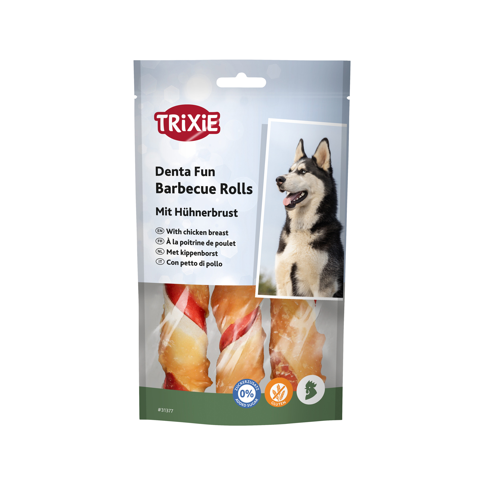 Trixie Denta Fun Barbecue Chicken Chewing Rolls - 12 cm - 10 x 80g